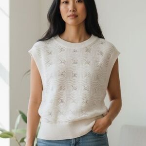 Frye Meduim Ivory Kint Textured Women's Sweater Vest XL